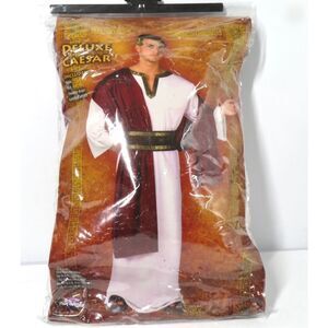 Deluxe Caesar 4pc Costume Fun World Robe Belt Shoulder Drape Gold Wreath Men OS
